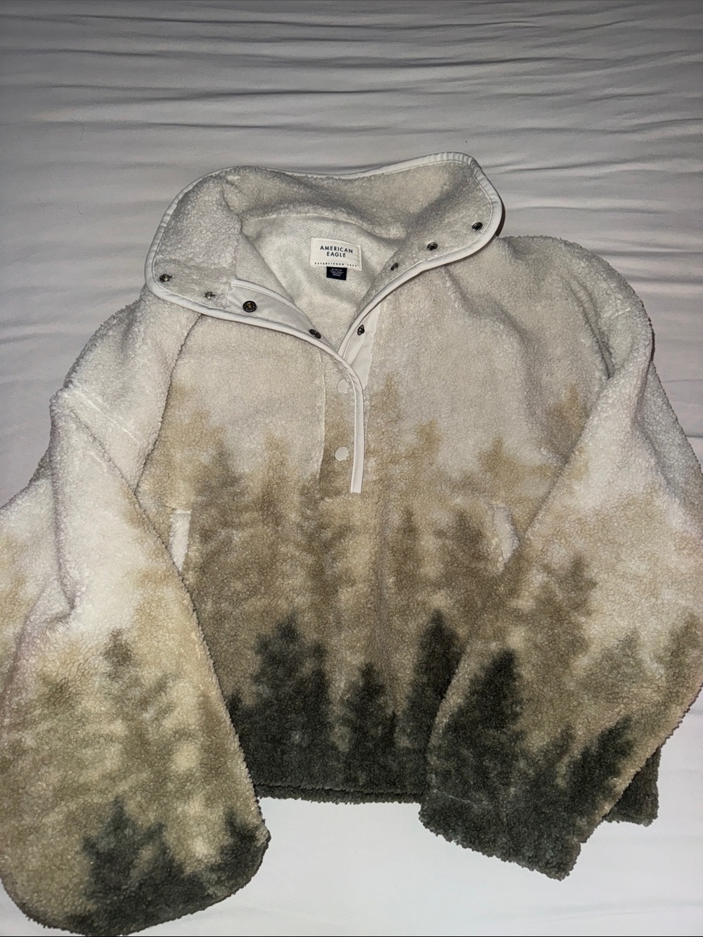 American Eagle Cream Sherpa Pullover